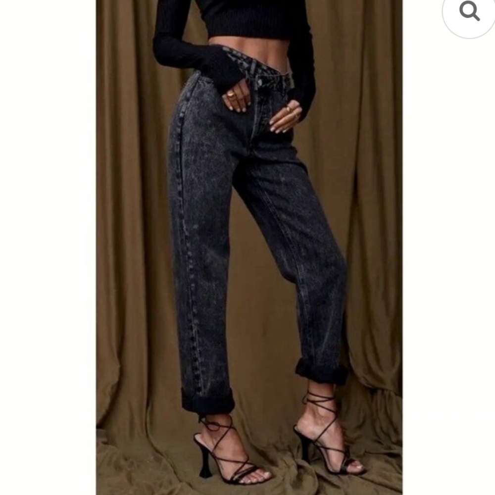 12th Tribe Dylan Acid Wash Black Symmetrical Button Fly Jean